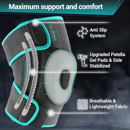 DR. BRACE ELITE Knee Brace with Side Stabilizers & Patella Gel Pads - color: Earth, size: Large