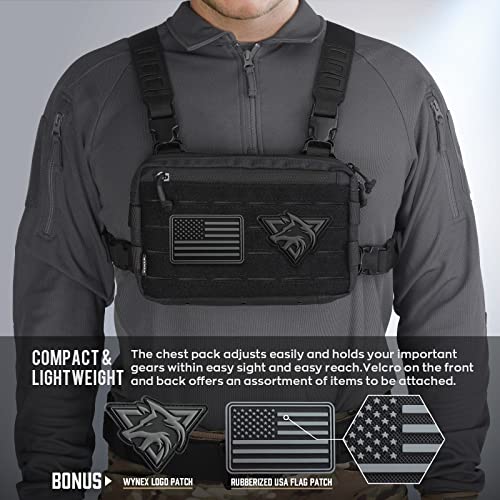 WYNEX Tactical Chest Rig Pack for Men, Running Chest Bag with Front Loop Airsoft, WYNEX Tactical Mag Pouch, Molle Admin Pouch of Laser Cut