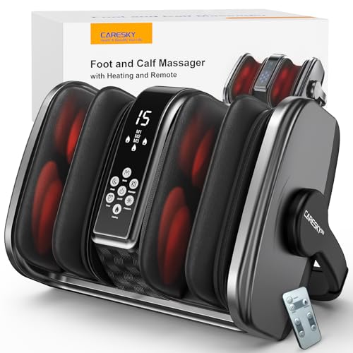CARESKY Shiatsu Foot Massager with Heat, FSA Eligible HSA Foot Massager for Plantar Fasciitis, Neuropathy, Circulation and Pain Relief, Foot and Calf Massage at Home/Office - color: Deep Gray