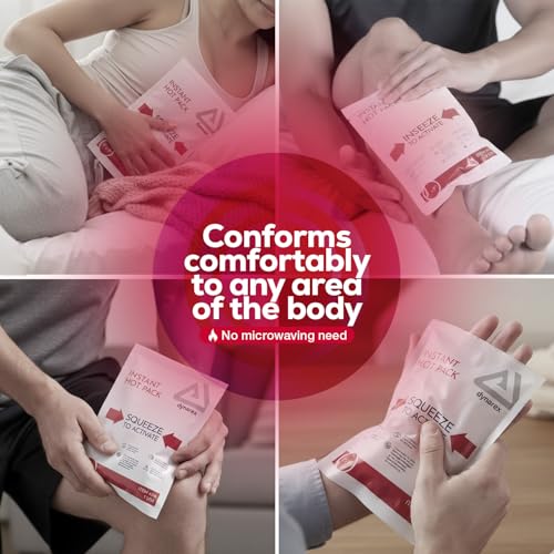 Dynarex Instant Hot Packs - Disposable Hot Compress for Muscles and Pain Relief - Lightweight and Conforms to Body Contours - Quick Activation - 5" x 9" - 24 Count