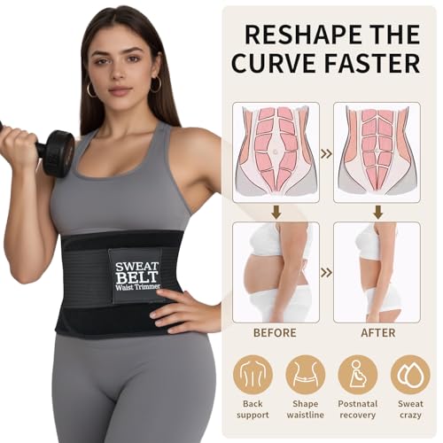 LKV Waist Trainer for Women, Sweat Band for Stomach Weight Loss - size: Medium