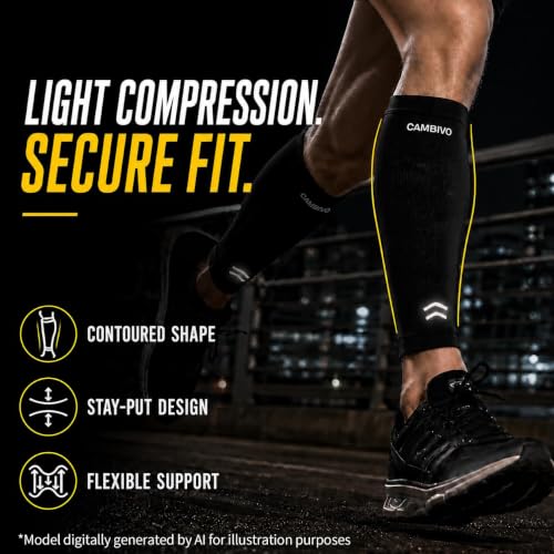 CAMBIVO Calf Compression Sleeves for Men & Women - Footless for Running - size: Medium