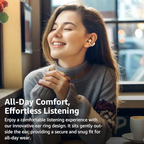 TOZO OpenEarRing Open Ear Earbuds 40H Bluetooth 5.4 Lightweight Comfort