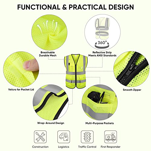 TICONN High Visibility Reflective Safety Vest for Men & Women, ANSI Class 2 - color: Yellow, size: XX-Large