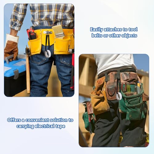 4 Black Electrical Tape Holders - Thong with Snap Hooks, Strap, Polyester Tape Holder Chain for Tool Belts, Pouch Bag, Tool Box & Construction