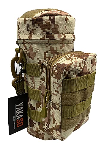 Tactical Molle Water Bottle Holder Pouch Hydration Carrier Bag Tactical EDC Water Bottle Carrier with Detachable Shoulder Strap for Hiking Camping Outdoor Sport Travel - color: Desert Digital