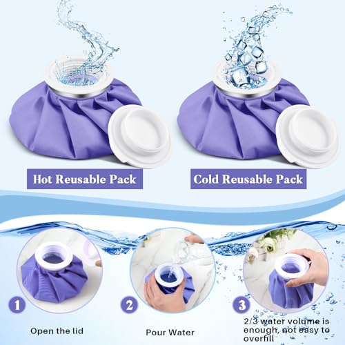 Honoson Reusable Ice Bags for Injuries 2 Pack, 6” Hot & Cold Ice Packs, Leak Proof Cold Compress for Pain Relief, Swelling, Sprains, Headache, Fever & Summer Cooling Relief, Toothache(Purple) - color: Purple