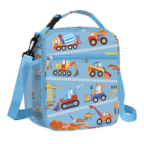 Clastyle Car Insulated Kid Lunch Bag for Boy Lunch Box, Red Construction - color: Red Construction