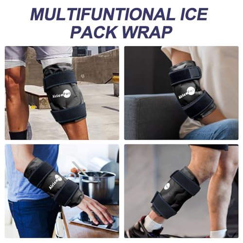 AiricePac Ice Pack for Knee Pain Relief, Reusable Gel Ice Wrap for Injuries, Swelling, Knee Replacement Surgery, Cold Compress Therapy for Arthritis, Meniscus Tear and ACL, Black - style: BLACK 1 PACK