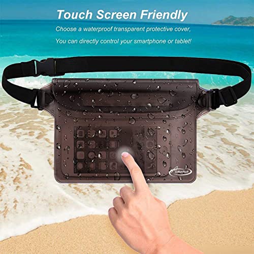 AiRunTech Waterproof Fanny Pack, Beach Cruise Vacation Essentials, Waterproof Pouch Protect Phone Passport Valuables Dry Safety, Paddle Board Kayaking Boating Swimming Accessories-2 Pack（Black + Pink） - color: Black+Pink
