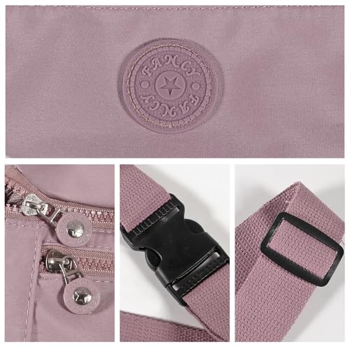 Large Crossbody Fanny Pack with 3-Zipper Pockets,Gifts for Enjoy Sports Festival Workout Traveling Running Casual Hands-Free Wallets Waist Pack Phone Bag Fits All Phones (Purple) - color: Purple