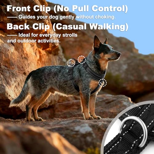 No Pull Dog Harness with Handle, Reflective Soft Mesh Padded Vest - color: Black, size: XS