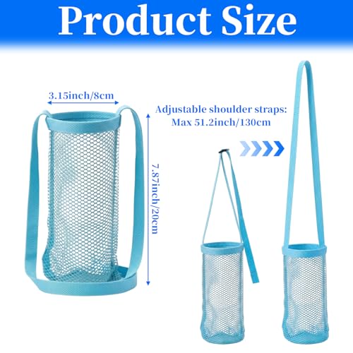 5 Pcs Water Bottle Holder with Adjustable Shoulder Strap Portable Mesh Bottle Carrier Bag with Pocket for Hiking Walking Travel Gym Vacation Holiday - Breathable Polyester