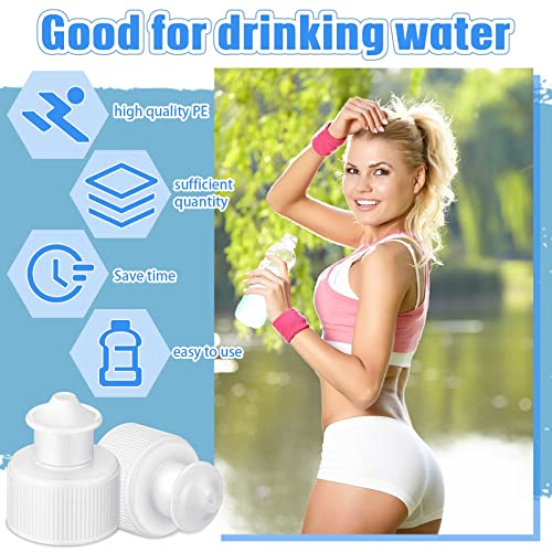 Sieral 20 Pcs 28 mm Push Pull Cap for Water White Bottle Sports Bottle Lid