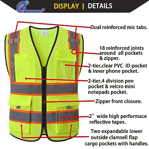 High Vis Safety Vest for Men with Pockets,EK176,Yellow,M - color: Yellowmesh-ek176, size: Medium