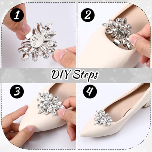4 Pcs Rhinestone Shoe Clips for Women Dress Shoes Fashion Crystal