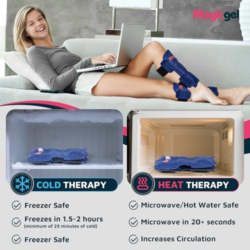 Magic Gel Shin Splint Relief - 2pcs Ice Packs for Shin Splints Hot & Cold - Flexible Leg Compression Wrap - Reusable Therapy Gel for Runners & Athletes - style: Shin Ice Pack - 2 Pack