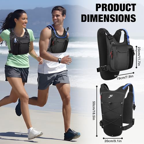 JXFUKAL Running Vest, Lightweight Hydration Backpack with 2L Water Bladder, Reflective Hydration Pack, Tactical Chest Pack Bag for Hiking Running Cycling Marathon for Women Men