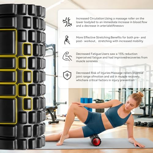 Foam Roller, Deep Tissue Muscle Massage for Exercise and Recovery - color: Black