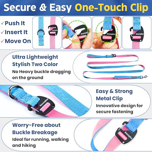 Hands Free Dog Leash, Ultra-Light Crossbody for Walking, Aqua Pink - color: Aqua Pink