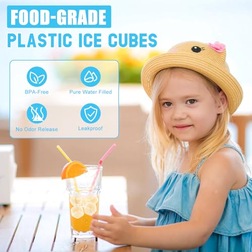 300 PCS Reusable Ice Cube for Drink, Refreezable Plastic ice Cubes Without Diluting BPA Free, Large Pack With Bag, Suitable for Whiskey Coffee Bars Ice Baths Camping, Instant Cooler Packs - color: White