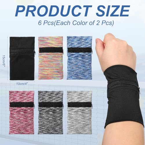 Wrist Pouch Wrist Wallet Wristband with Zipper - color: Black/Rainbow/Pink