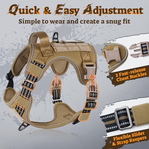 rabbitgoo Tactical Dog Harness for Small Dogs, No Pull Service Pet Vest - color: Brown, size: S(Chest:16.1"-31.5",Neck:15.4"-21.6",Back:7.1")
