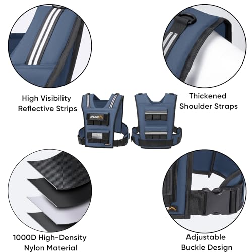 APEXUP Weighted Vest Men, Adjustable Weight Vest for Running - color: Navy Blue, size: With Weights-30lbs