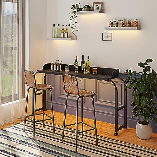HWB Over Bed Desk with LED Light, Wheels & Charging Station, Black - color: Black