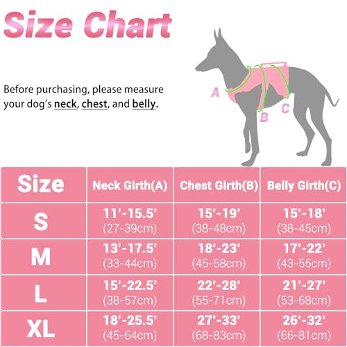 Escape Proof Dog Harness, No Escape No Pull Reflective Dog Harness with Durable Handle, Adjustable Heavy Duty Vest for Small Medium Large Dogs, Walking and Training (Pink,L) - color: Pink, size: L (Pack of 1)