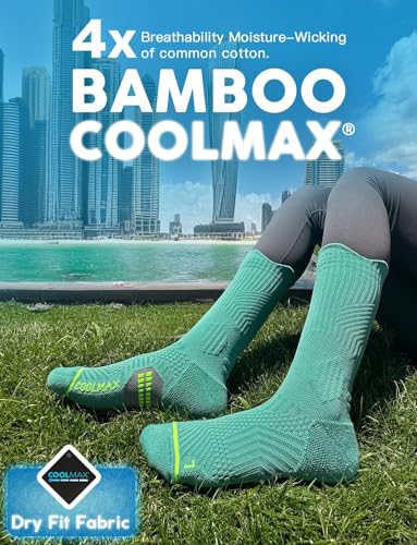 Juclise Women's Compression Crew Running & Hiking Socks, 3 Pairs, Cushioned - color: Frosty Green, size: Small