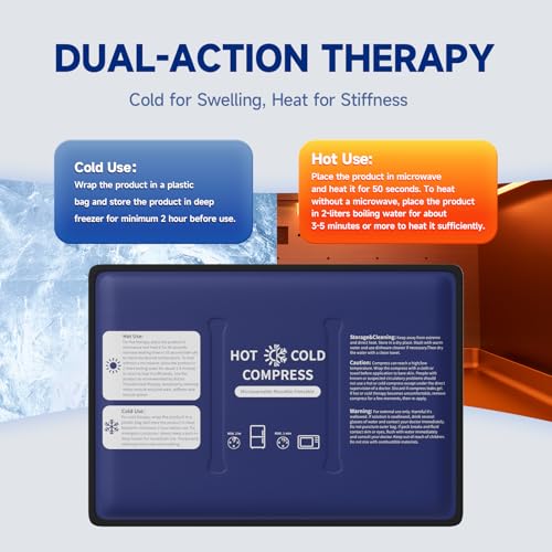 Gel Soft Flexible Ice Pack for Injuries - 1 Pack (Large: 10.5"x14.5") Reusable Hot & Cold Compress for Pain Relief, Freezer Cold Pack for Hip, Shoulder, Knee - Cooling Gel Pad for Swelling, Bruises
