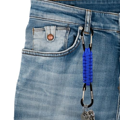 BRAVESHINE Paracord Keychain Carabiner Clip | D Ring Hanger Lanyard Hook - color: Blue