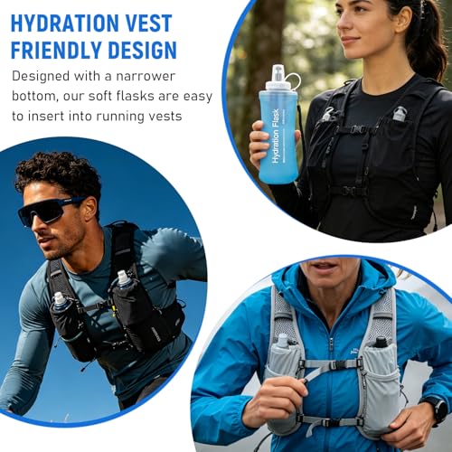 1L Collapsible Water Bottle with Filter for Hiking Backpacking(Blue)