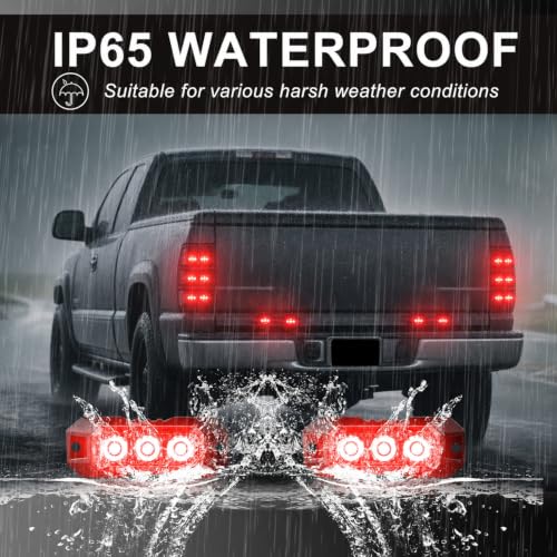 3-LED Red Emergency Strobe Lights Sync Feature 2PCS