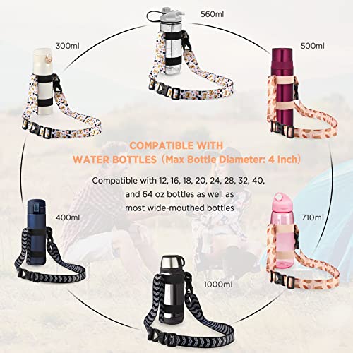 EasyAcc Water Bottle Holder Strap Sling, for Owala FreeSip 24 32 40 oz, Hydro Flask, Cirkul, Yeti, Stanley Flip, Universal Water Bottles, with Carabiner, for Walking Curise Travel (Bottle Excluded) - color: Fully Black