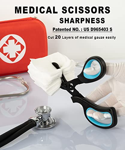 MEUUT Medical Scissors 2-Pack Trauma Shears for Nurses All Purpose Scissors - color: Black/Yellow+black/Blue