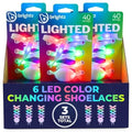 Brightz LED Light Up Shoelaces, Color Changing, 3 Pairs