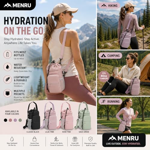 2 Pack Water Bottle Holder Bag with Strap for 30-40 Oz Bottles - color: black and green