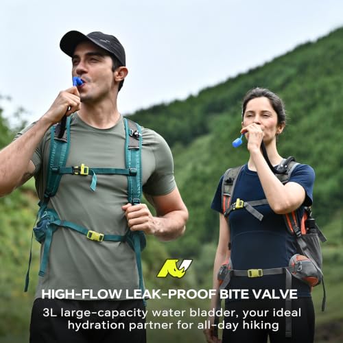 N NEVO RHINO Hydration Backpack, 18L Hiking Backpack with 3L Water Bladder - color: blue print