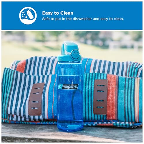 Nalgene 24 oz On The Fly Lock-Top Water Bottle, Slate Blue w/Glacial - color: Slate Blue with Glacial, size: 24 Ounces