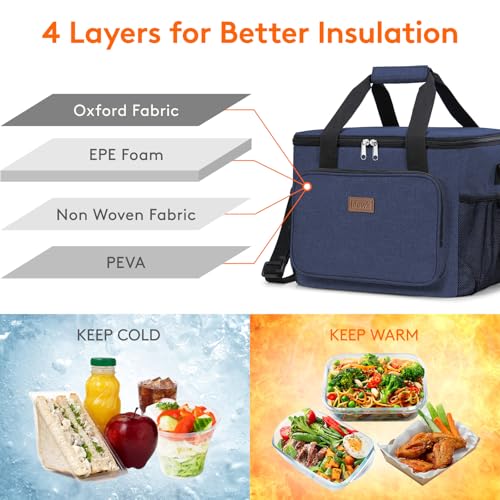 Lifewit Insulated Lunch Box for Men, Lunch Bag Cooler Women, 40-Can 24L - color: Dark Blue, size: Jumbo(24L)