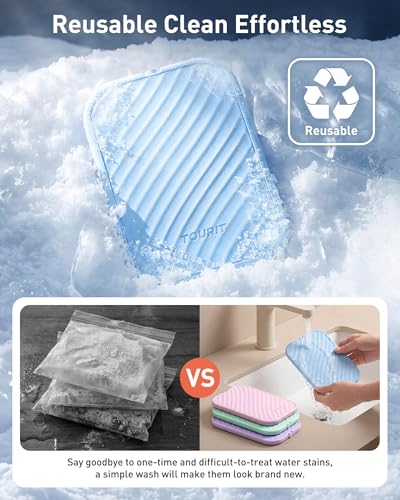 TOURIT 4 Pack Reusable Slim Ice Packs for Lunch Boxes and Coolers - color: Baby Blue