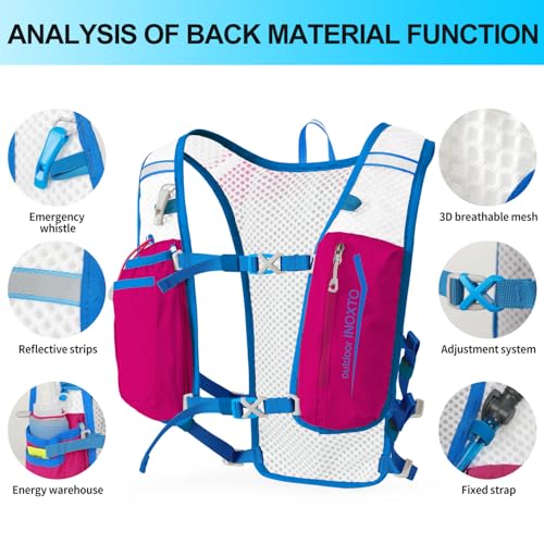 INOXTO Running Hydration Vest Backpack,Lightweight Insulated Pack with 1.5L Water Bladder Bag Daypack for Trail Hiking Running Cycling Race Marathon for Women Men - color: Pink Blue