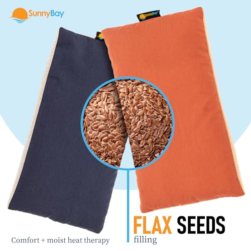 SunnyBay Microwavable Neck and Shoulder Heating Pad, 6x11 Inches, 2 Pack - color: Navy Blue and Persimmon