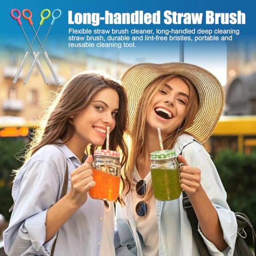 AONEZ 4 Pcs Straw Cleaner Brush Set with Color Hanging Loop