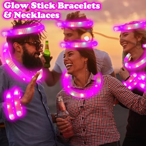 12-24 PCS Pink Glow Sticks Halloween Party Favors Toys for Kids Adults - style: Pink