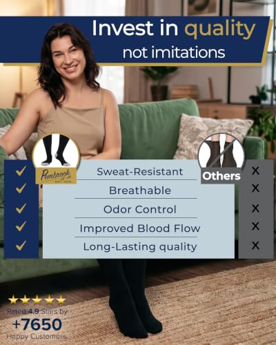 Pembrook® 3 Pairs Plus Size Compression Socks Wide Calf - Bamboo Viscose - color: All Black - 3 Pairs, size: 4X-Large