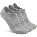 Busy Socks No Show Thin Merino Wool Blend Running Socks with Non-Slip Grips - color: 3 Pairs Grey, size: Small-Medium