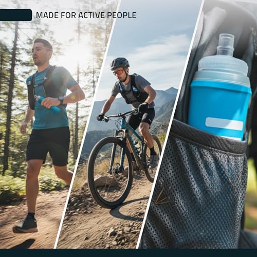 FITLY Soft Flask Running Water Bottle - Collapsible Hydration Flask - color: Blue, size: 17 Ounces